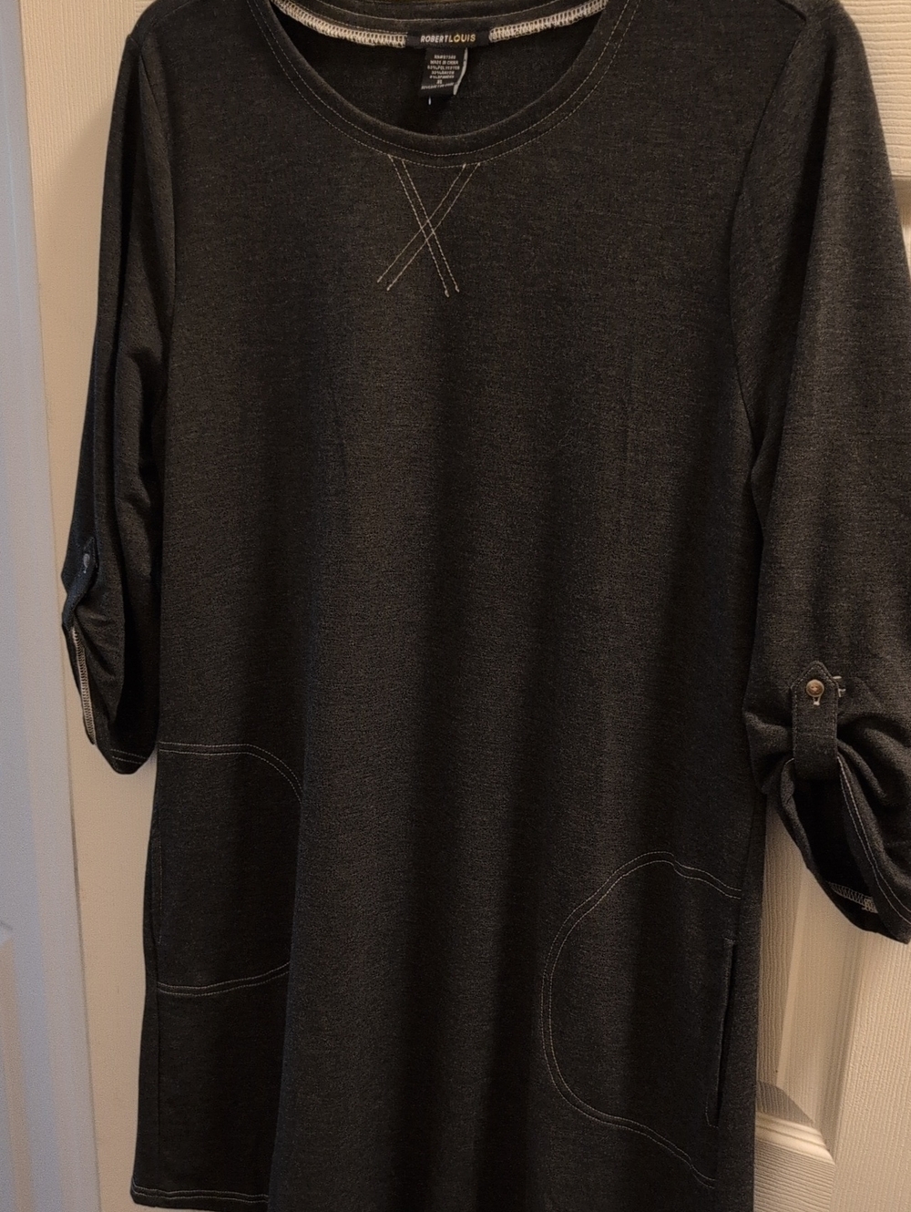 Robert Louis Charcoal Gray Pullover with Contrast Stitching